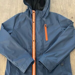 Michael Kors Kids Navy Blue Rain Jacket with Orange Accents- Size 10-12